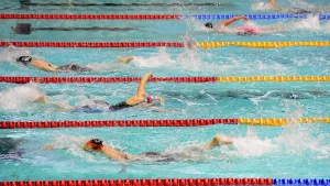 Команда пловцов в эстафете