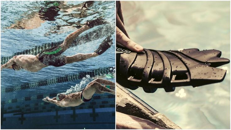 Пловец в очках и ластах